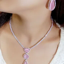 Ladymania Sliver Plated American Diamond StuddedJewellery Set-picture-13