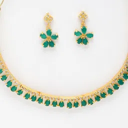 ZENEME Gold-Plated CZ-Studded Jewellery Set image 2