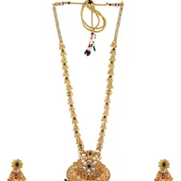 MANSIYAORANGE Gold-Plated Kundan Studded & Beaded Jewellery Set image 2