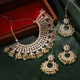 Priyaasi Gold-Plated Kundan Studded & Beaded Jewellery Set-image-64