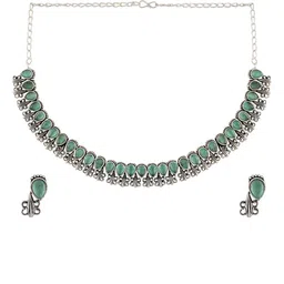 TEEJH Silver Stone-Studded Jewellery Set image 2