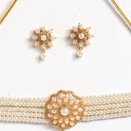 Anouk Gold-Plated AD-Studded Necklace & Earrings image 2