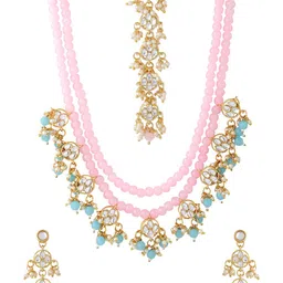 Yellow Chimes Gold Plated Pearl-Beaded Layered Jewellery Set image 2