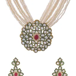 NVR Gold-Plated Kundan Studded Jewellery Set image 3