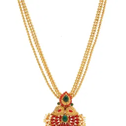 YouBella Gold-Plated AD-Studded & Beaded Jewellery Set image 3