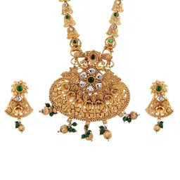 MANSIYAORANGE Gold-Plated Kundan Studded & Beaded Jewellery Set image 3