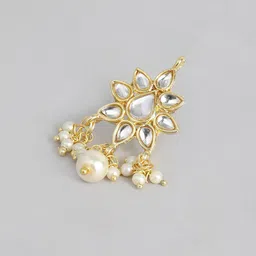 Peora Gold-Plated & White Kundan Studded Jewellery Set image 4