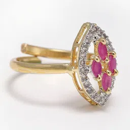 ZENEME Gold-Plated Red & White AD Studded Jewellery Set image 5