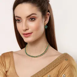 ZENEME Gold-Plated CZ-Studded Jewellery Set image 5