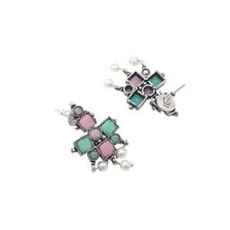 GRIIHAM Silver Plated German Silver Stone Studded & Beaded Oxidised Jewellery Set image 4