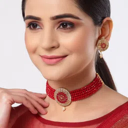 Kennice Gold-Plated American Diamond Stone Studded Jewellery Set image 4