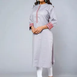 Jevi Prints Ethnic Motifs Embroidered Thread Work Cotton Kurta image 5