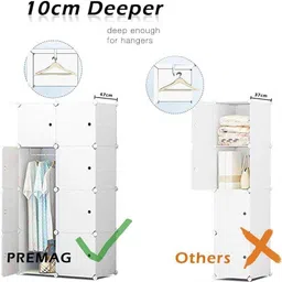 evrum 8-Door 8-Shelf Plastic almirah for kids, almirah of clothes ,cupboard PC Collapsible Wardrobe image 5