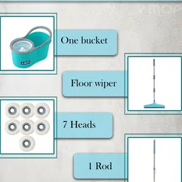 v-mop Premium Classic Spin Bucket Mop With 7 Refills (( 6 Months Warranty on Rod )) Mop Set image 2