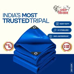 200 GSM Tarpaulin Sheet 8x8ft Blue Tent - For Industrial Roofs, Warehouses, Transport, Flood & Machinery Cover-image-0