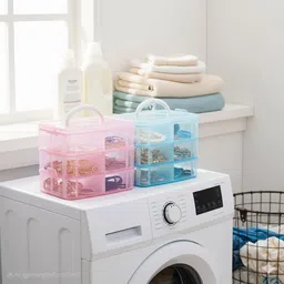 6 layer Bright Duo Crafting Supply Container Plastic Kitchen Trolley-image-9