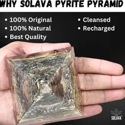 solava Original Pyrite Crystal Pyramid for Money Good Luck Prosperity Positivity Vastu Decorative Showpiece - 8.5 cm image 3