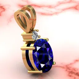 sidharth gems Gold-plated Sapphire Brass Pendant image 2