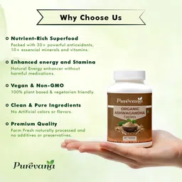purevana Ashwagandha Tablets–Herbal Supplement for Stress, Strength & Vitality(Pack of 1) image 5