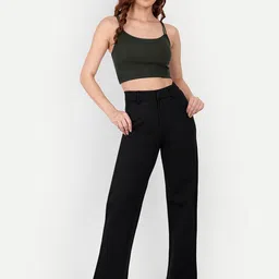 broadstar Women Loose Fit Black Lycra Blend Trousers image 3