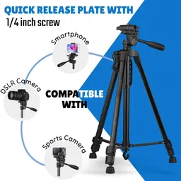 Buras 3366 Aluminum Tripod (55-Inch), Lightweight Tripod with Mobile Holder Mount Tripod, Tripod Bracket image 4