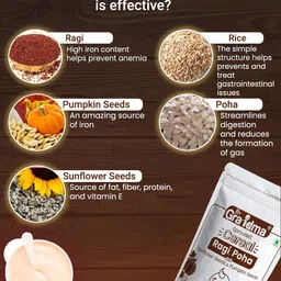 by grandma Sprouted Cereal - Sprouted Ragi, Poha Rice, Sunflower seeds, Pumpkin Seeds Instant baby Food For 6+ month babies | Preservative Free Instant Porridge Mix for 6 - 36 months babies | (Pack of 1) Cereal image 2