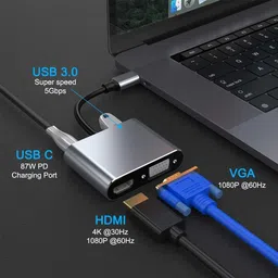 GIPTIP High Speed 4-in-1 Type C to HDMI/VGA/USB/C Type Port Gaming Adapter-picture-19