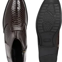 shoe island Men's Brown Leather Chelsea Boots | Slip-On Party Formals Casual Shoes for Men Boots For Men image 5