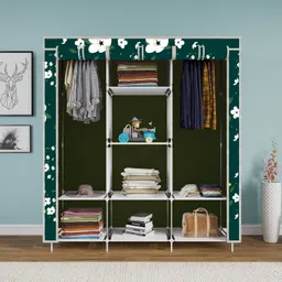 flipkart perfect homes studio C1 White Lily Printed Carbon Steel Collapsible Wardrobe image 3