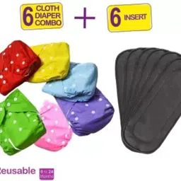 smoky Premium reusable and washable cloth diaper (6 Diaper+ 6 Insert) - S - M image 1