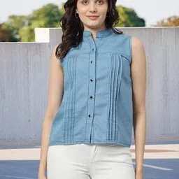 houseofcommon Women Regular Fit Self Design Button Down Collar Casual Shirt-picture-22