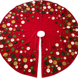 art horizons Festive Red Button-Design Christmas Tree Skirt Tree Skirt Pack of 1 image 3