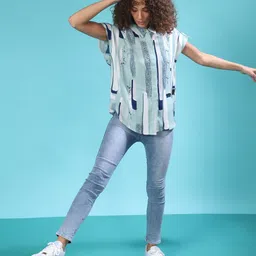 Women Regular Fit Printed Spread Collar Casual Shirt-image-38