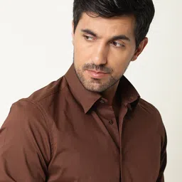 rare rabbit Men Slim Fit Solid Spread Collar Casual Shirt image 2