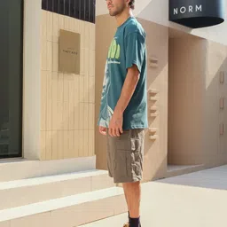 bonkers corner Men Graphic Print Round Neck Pure Cotton Green T-Shirt image 3