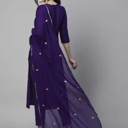 anjiki Women Cotton Blend Kurti Pant Dupatta Set image 2