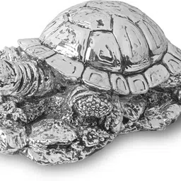 devanix Decorative Silver Plated Resin Turtle Showpiece for Home Décor Small Size Decorative Showpiece-7.1 cm image 4