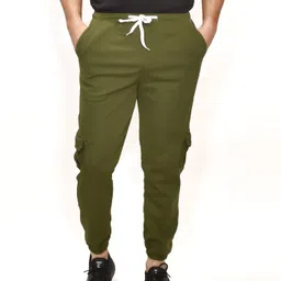 classic wear Men Solid, Self Design Dark Green Track Pants image 4