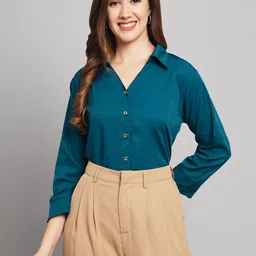 funday fashion Women Regular Fit Solid Spread Collar Casual Shirt-picture-14