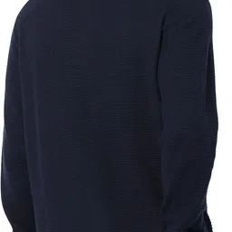 mufti Men Solid Round Neck Blue Sweater image 2