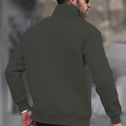 tripr Men Solid Collared Neck Green Sweater image 2