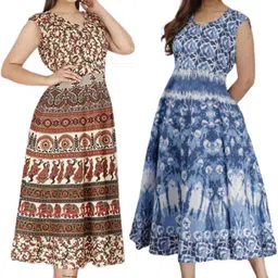 Women Fit and Flare Multicolor Maxi/Full Length Dress-image-9