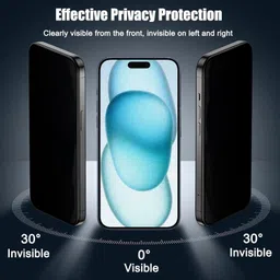 Hamz Edge To Edge Tempered Glass for iPhone 15 Matte Privacy Glass Protector image 2