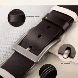 roversole Men Evening, Party, Formal, Casual Black Genuine Leather Belt image 3