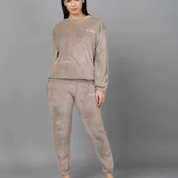 rouniyar Women Night Suit Set Brown Solid-picture-12