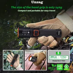 unzag Metal Torch Zoomable Led Metal Torch 5 Modes Flashlight,Gg1 2 hrs Torch Emergency Light image 2