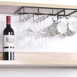 indian decor 28673 Wine Glass Holder Mugs Hanger under Cabinet Stemware Rack Iron Glass Holder-picture-11