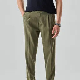 snitch Men Slim Fit Green Pure Cotton Trousers-picture-27
