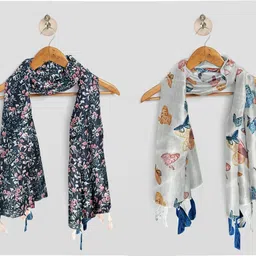poshampaa Printed Chiffon Women Multicolor Scarf, Stole, Fancy Scarf-picture-15