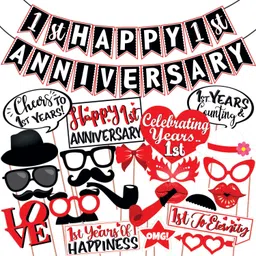 wobbox 1st anniversary party props, 1st Wedding anniversary decoration items(FP865) Photo Booth Board image 1